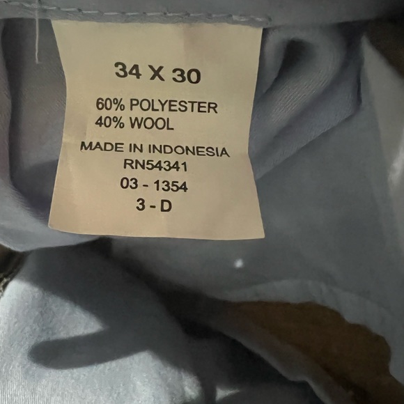 Louis Raphael ROSSO 34 x 30 Men's Flat Front Wool Blend Dress Pant w/ Comfort - Picture 9 of 9